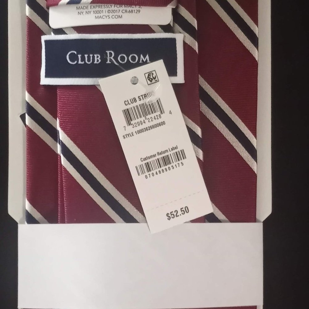CLUB ROOM BURGUNDY CLUB STRIP DRESS TIE (2pk)